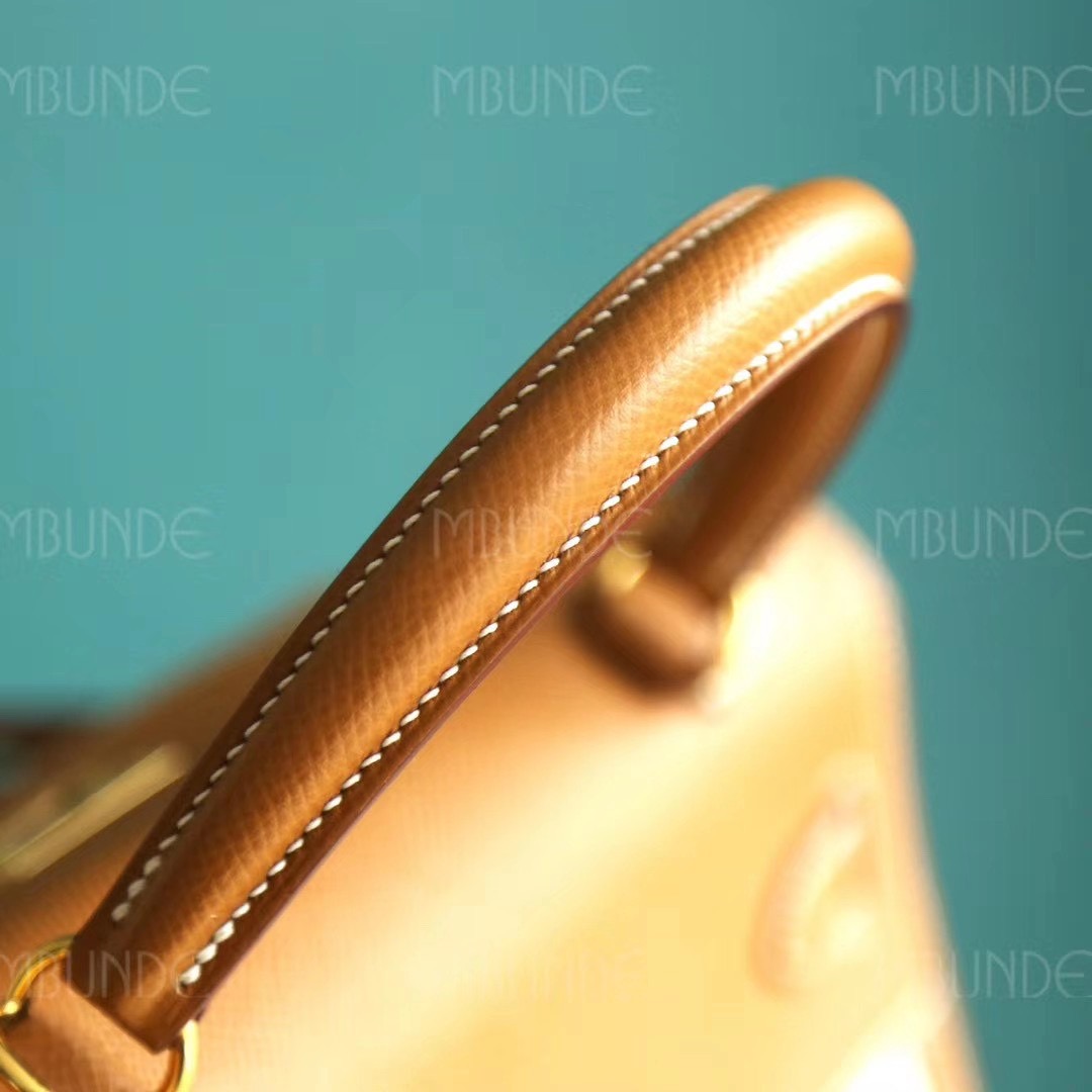 Hermes Kelly 28CM 金棕色 Epsom  拼米白帆布