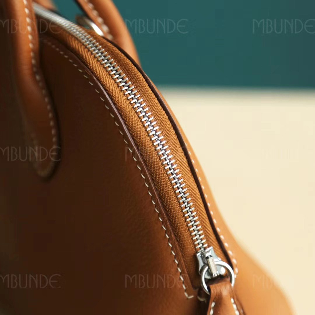 店长推荐 ：Hermes Mini Bolide 迷你号 保龄球包 金棕色 银扣 EverColor皮